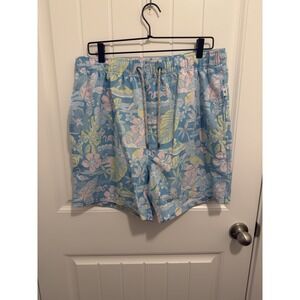 Vintage Summer Men's Swim Trunks Blue Tropical Size XL